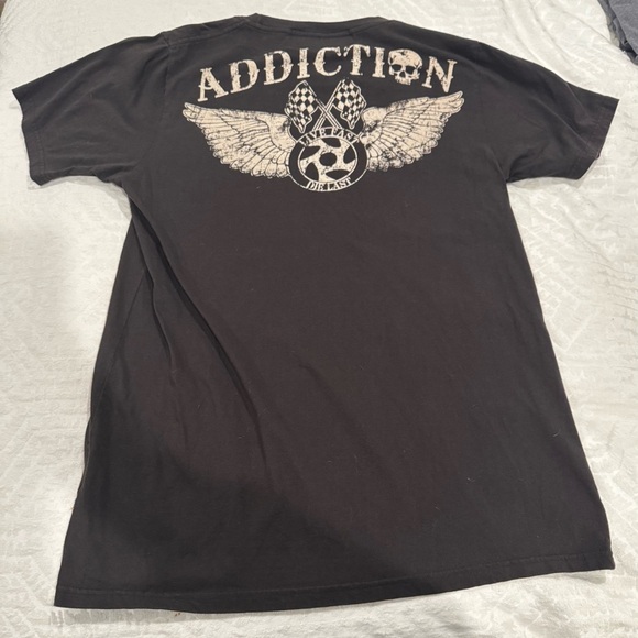 Addiction Black Graphic T-Shirt live fast die last motorcycle  racing - Picture 2 of 9